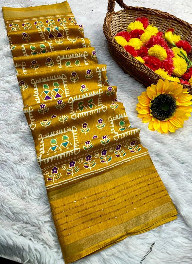 Dola Silk Mustard Traditional Wear Weaving Saree